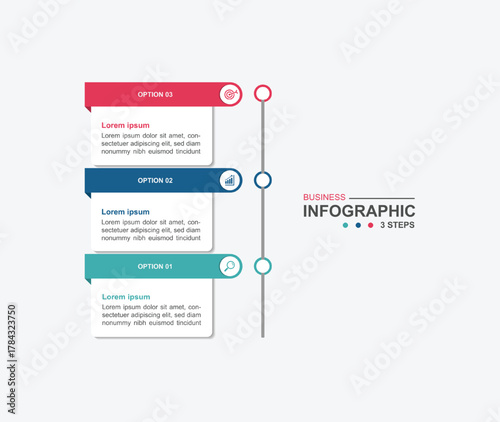 3 step infographic design. schedule concept with paper layout. can be used for workflow illustration
