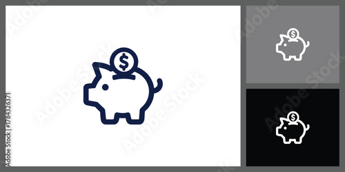 Piggy Bank Icon with Dollar Sign