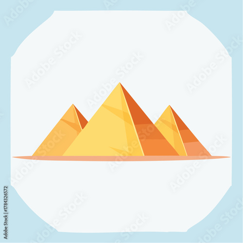 Cartoon Illustration of the Great Pyramids of Giza Egypt.