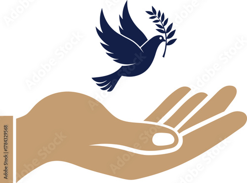 Hand releasing dove icon