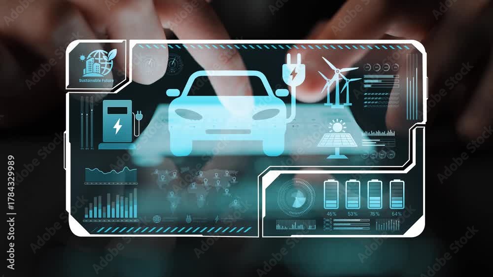 Charging dashboard for electric vehicles with battery status, energy ...