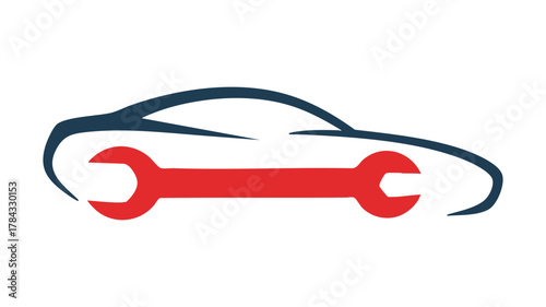 Car repair and service wrench logo