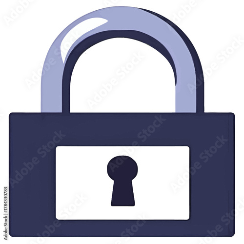 Illustration of a dark blue padlock with a silver shackle and a keyhole.