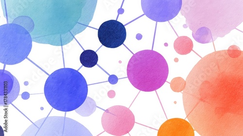 Network flat design top view theme information technology water color vivid.