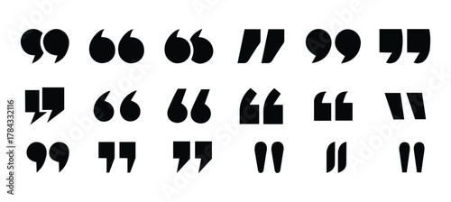 Set of quote mark icons isolated on white background.Quotation marks.Black quotes icon collection.