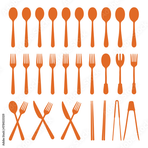 Orange tableware utensil icons