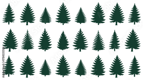Evergreen tree silhouette set