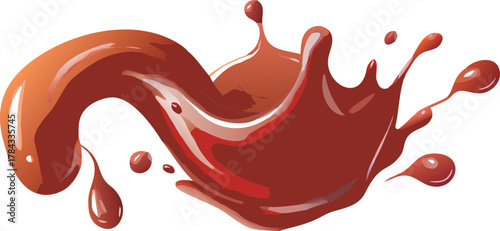 A dynamic splash of rich dark chocolate liquid in motion