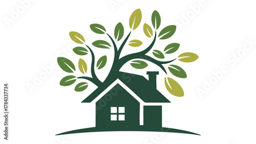 Eco friendly house tree logo design