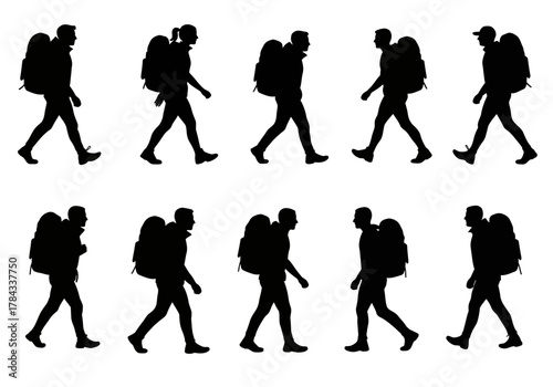 Silhouette of Hikers Exploring the Great Outdoors in Motion