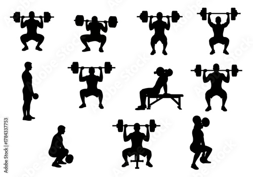 Weightlifting Training Silhouette Strength and Fitness Exercises