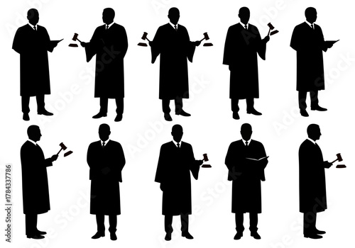 Judges Clipart Set Diverse Silhouette Collection for Legal & Courtroom Projects