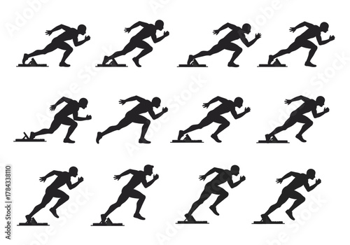 Silhouetted Sprinters Ready to Launch A Dynamic Visual Study