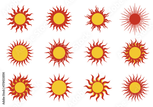 Diverse Sun Icons Vector Set of Solar Designs for Summer Projects