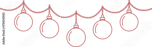 Minimalist Christmas Bauble Garland Line Art