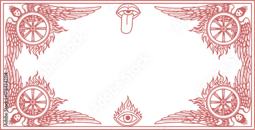 Occult Ornate Frame with Wheels of Fortune and Eyes