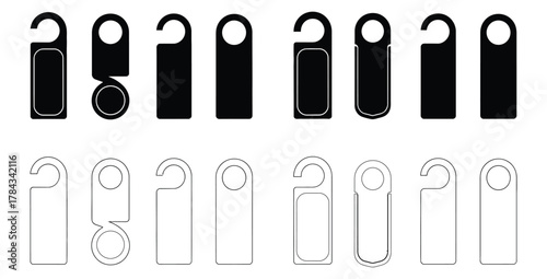 Collection of door hanger templates in black and white ideal for hotel or home use