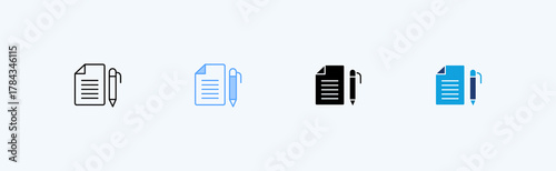 Paper And Pen Multiple Icon Illustration Vector