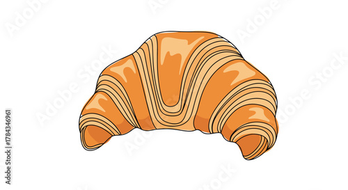 A delicious, golden-brown croissant pastry, often enjoyed for breakfast or as a treat, depicted in a simple, inviting illustration.