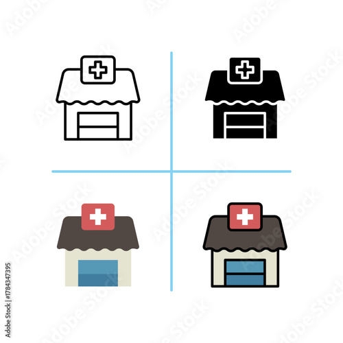 Pharmacy Hospital and medical care icon