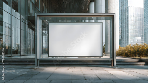 Architectural Blank Glass Nameplate Mock-up on Contemporary Facade