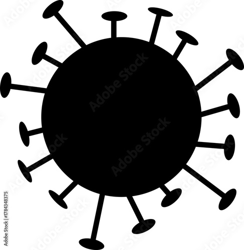 Black silhouette vector of virus or bacteria icon, symbol of infection, microbiology, pandemic, and medical science illustration.