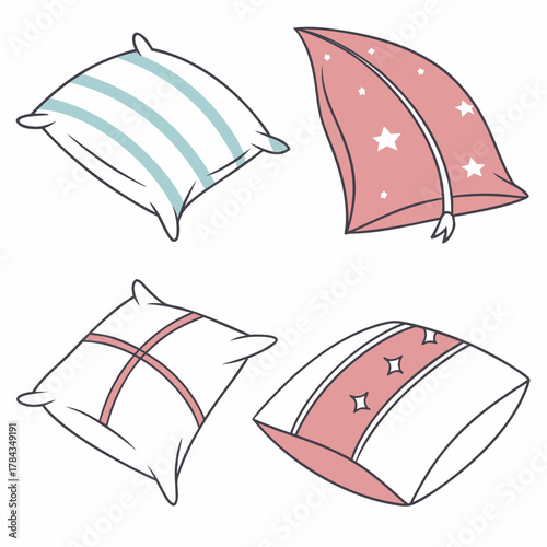Four simple vector pillows with patterns cushion icon