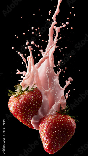 strawberry in milk splash