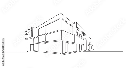 Continuous Line Drawing of a Modern City Building,continuous line drawing of corporate company building.Modern architecture building. Continuous line drawing of commercial building vector 