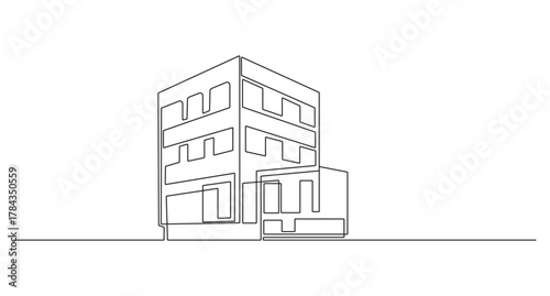 Continuous Line Drawing of a Modern City Building,continuous line drawing of corporate company building.Modern architecture building. Continuous line drawing of commercial building vector 