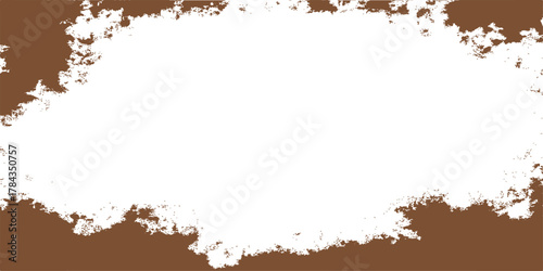 Abstract brown coffee powder pile and black dirt texture grunge background with frame