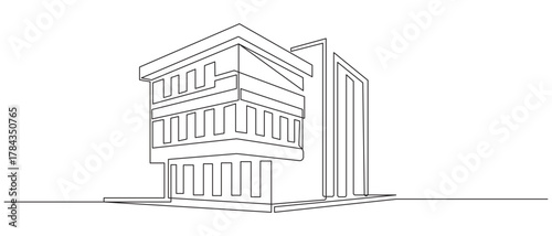 Continuous Line Drawing of a Modern City Building,continuous line drawing of corporate company building.Modern architecture building. Continuous line drawing of commercial building vector 