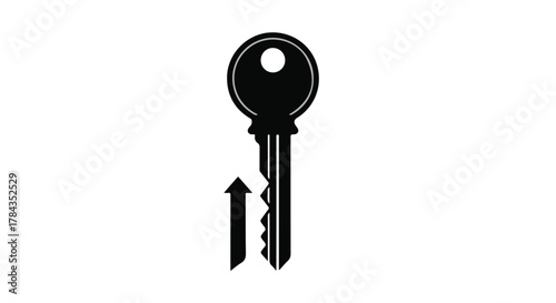Symbolic illustration of a key with an upward arrow indicating success or progress