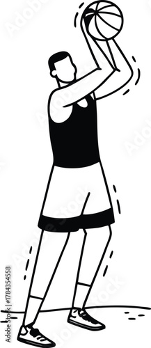 Basketball player performing a wraparound pass silhouette isolated on transparent background