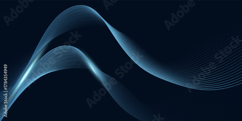 Abstract glowing wave lines on dark blue background. Dynamic wave pattern. Modern flowing wavy lines.