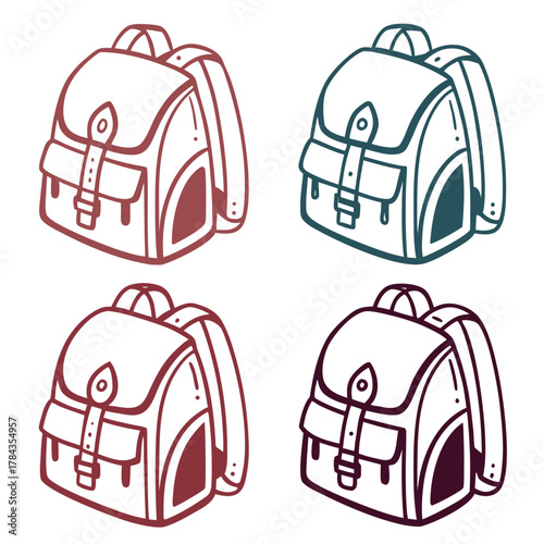 Four gradient school bags in different colors backpack
