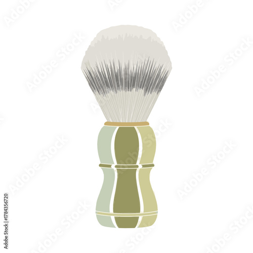 Flat vector style illustration of a shaving brush. Men's grooming and barbershop tool icon. Classic wet shave accessory isolated on a transparent background