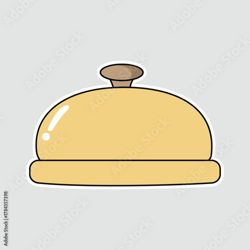 Cloche - Food Cover or Service Bell Icon. A charming sticker of a cloche, perfect for depicting food service, fine dining, surprise, or a reception bell