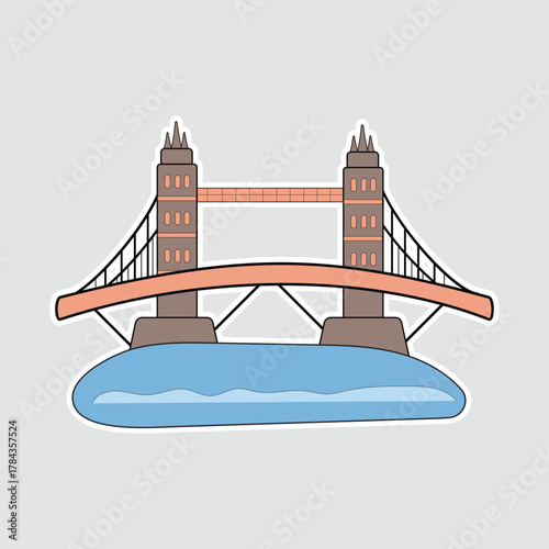 Tower Bridge - London Landmark Icon. An iconic sticker of Tower Bridge, symbolizing London travel, British culture, or historical landmarks