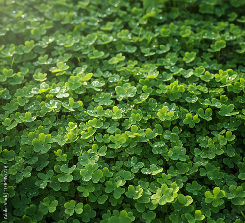 Wallpaper Mural Morning Light on Damp Clover Leaves Torontodigital.ca