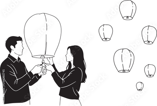 Couple holding a glowing lightbulb symbolizing shared ideas and innovation