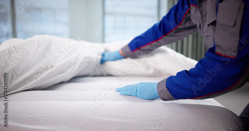 Valokuvatapetti Bed Bug Exterminator Inspects For Pests