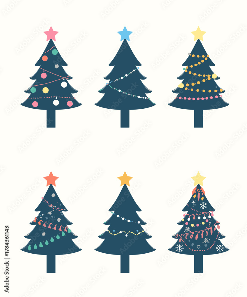 Obraz premium Modern Green Christmas Tree Designs Collection
