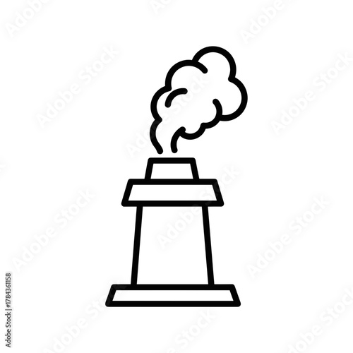Industrial chimney emitting smoke in minimalist line art style  