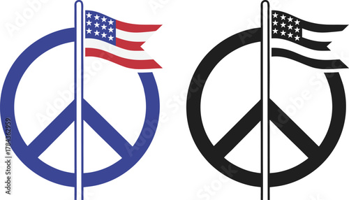 Peace sign with usa flag pattern