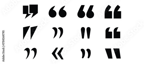 Set of quote mark icons isolated on white background.Quotation marks.Black quotes icon collection.