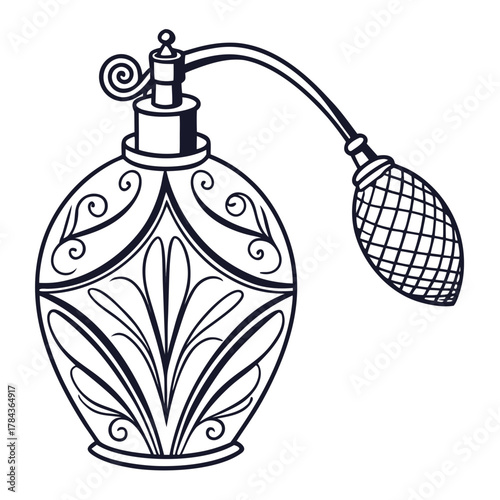 Ornate vintage perfume bottle vector illustration retro 1