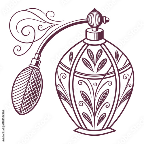 Ornate vintage perfume bottle vector illustration retro