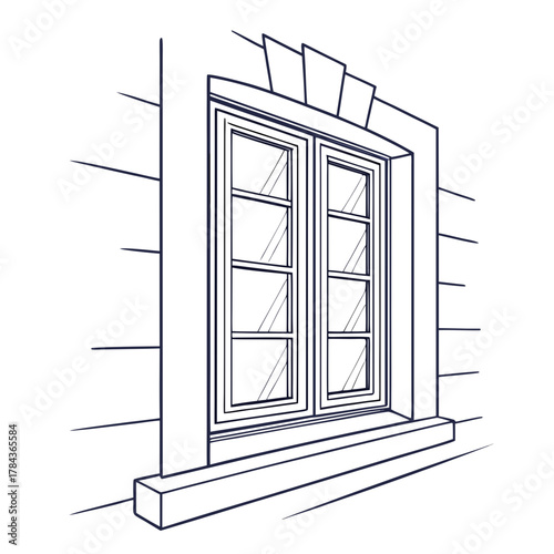 Double pane window outline architectural element vector