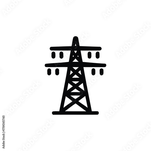 Electricity pylon icon, a symbol of power lines